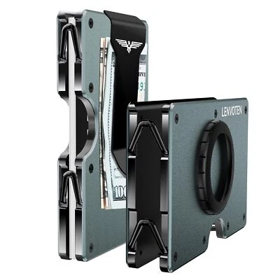 Cartera minimalista, billetera de metal, clip para dinero, portatarjetas con bloqueo RFID, bolsillo frontal Foto 1 de 4