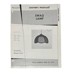 1970s Sears Swag Lamp Owners Manual Parts List Vintage MCM Hanging Atomic Light - Picture 1 of 2