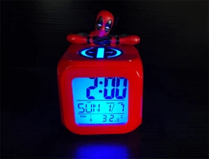 Deadpool Superhero Digital USB LED Night Light Alarm Clock Kids Room Xmas Gift - Picture 1 of 17
