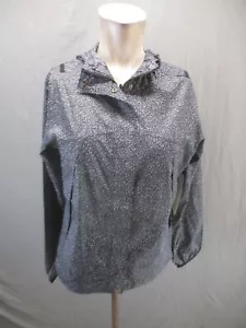 NWT Lucy Size S Women BLK/White Full Zip Snap Reflective Hooded Windbreaker 746 - Picture 1 of 11