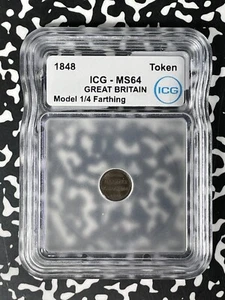 1848 G.B. Victoria Model 1/4 Farthing Token ICG MS64 Lot#G113 Choice UNC! - Picture 1 of 3