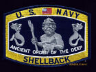TRUSTY GOLDEN SHELLBACK PATCH USS US NAVY EQUATOR CROSSING LINE 00.00N & 00.00E 