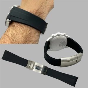 20mm Rubber Oysterflex Watch Strap With Clasp Casio Tudor Rolex Seiko Citizen - Picture 1 of 12