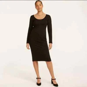 NWT J. Crew Long-Sleeve Scoopneck Dress in Italian Ponte Black Sz 4 - Picture 1 of 8
