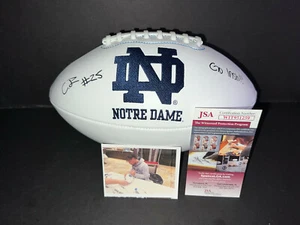 Chris Tyree Notre Dame Signed White Logo Football JSA Witness COA GO IRISH! - - Picture 1 of 1