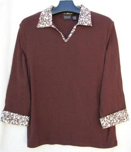 L ~NWT Bobbie Brooks Brown Knit Animal Print FALL Top Shirt WOMENS $4.50 SHIP~ - Picture 1 of 1