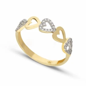 Yellow Gold Ring 18 Carat with White Zirconia Polished Women's - Bild 1 von 1
