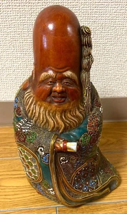 Japanese KOTOBUKI-ROJIN Fukurokuju Kutani Ware Ornament Folk Art H10.2×W5.9inch - Picture 1 of 5