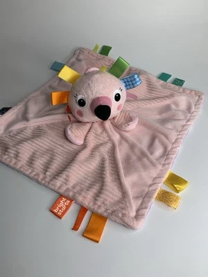 Taggies SECURITY Blanket Pink FLAMINGO Lovey Cuddle N Tags Bright Starts Purple - Image 1 of 4