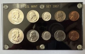 1957 US Mint Set 90% Silver P & D Coins- 10 Coin Set in Holder UNC - Picture 1 of 2