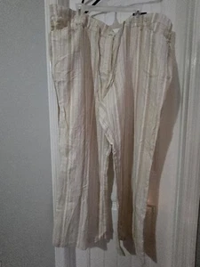 Lane Bryant NWT Linen Pants Sz 26/28 Wide Straight Leg Cream Neutral C SUMMER - Picture 1 of 8