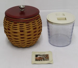 VTG 2005 Longaberger Red Weaved Ice Bucket Basket Combo w Insulated Insert - Picture 1 of 24