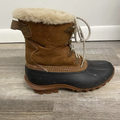 WOLVERINE WOMEN'S TORRENT FAUX FUR DUCK BOOTS ROUND TOE-size 9W *EUC* - Image 1 of 4