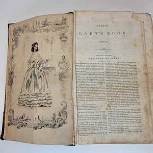 1840 Godey's Lady's Book Antique Hardcover Book pre-Civil War Fashion - Picture 1 of 24