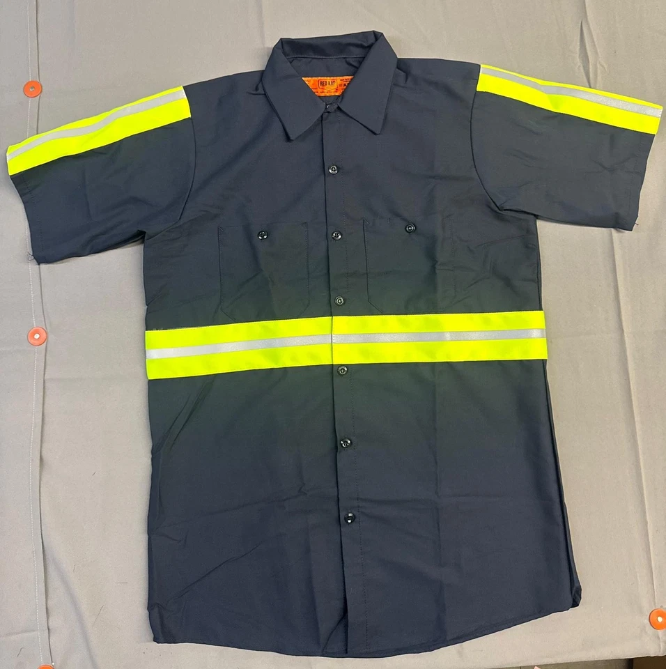 Red Kap Men's Enhanced Visibility Industrial Short Sleeve Work Shirt, Navy - Image 1 of 1