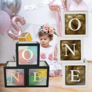 3Pack 1st Birthday Decorations White Transparent Balloon Box O N E Balloon stmak - Picture 1 of 16