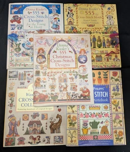 Cross Stitch Lot Of 5 Hardcover Books Patterns Kooler's Phillipps' Garden Xmas - Picture 1 of 7