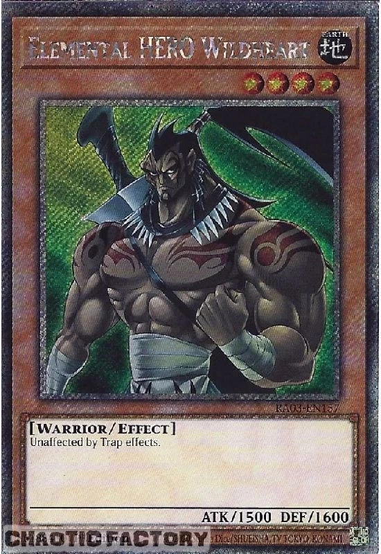 YUGIOH RA03-EN157 Elemental HERO Wildheart Platinum Secret Rare 1st Edition NM - Image 1 of 1