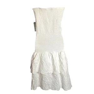 J For Justify Fairy Coquette Dress White Strapless Smocked Tiered Ruffle XL - Picture 1 of 10