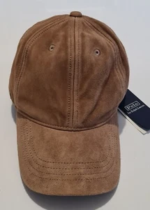 Polo Ralph Lauren Logo Embroidered Goat Washed Suede Leather Cap Khaki - Picture 1 of 6