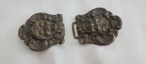 VICTORIAN 1800'S SILVER REPOSSE BELT BUCKLE W, LAUGHING FACE MAN - Picture 1 of 4