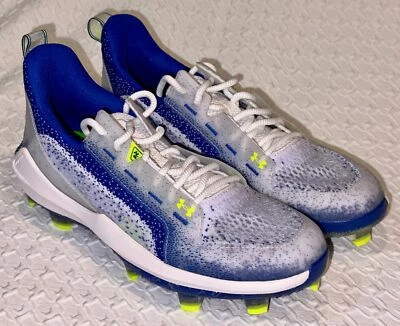 UNDER ARMOUR Harper 6 Low ST White Royal Blue TPU Baseball Cleats Mens Sz 7 9.5 - Image 1 of 4
