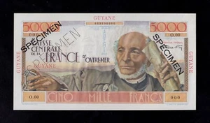 F.C. FRENCH GUIANA , SPECIMEN , 5000 FRANCOS 1947/49 , S/C ( UNC ) , P.26s . - Imagen 1 de 2