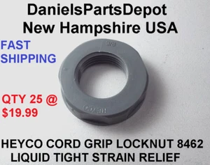 x25 HEYCO 3/8 NPT GRAY 8462 LOCKNUT FOR LIQUID TIGHT CORD GRIP CABLE GLAND - Picture 1 of 8