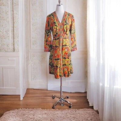 Vtg 60s Roger Milot Fred Perlberg Dress Size Small Psychedelic￼ Paisley Sequins - Image 1 of 4