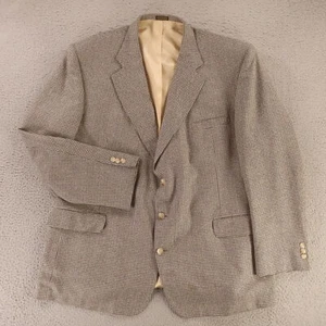 VTG Hopsack Jacket XL Blue Beige Houndstooth Check Wool Blazer Sport Coat 48L - Picture 1 of 18