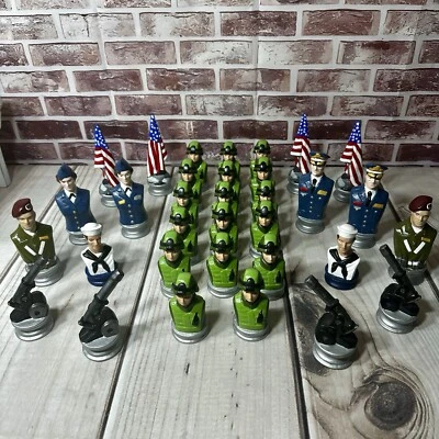 USA Military Army Soldiers, Navy Sailors Pawns Ceramic Chess 33 Pc Set 🇺🇸 - Image 1 of 4