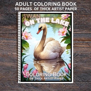 Swans On The Lake - Spiral Bound Adult Coloring Book - Thick Artist Paper - Picture 1 of 3
