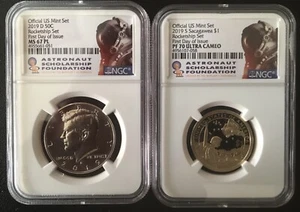2019 Rocketship set Kennedy Half Dollar ms 67 pl Sacagawea pf 70 pl First Day - Picture 1 of 5