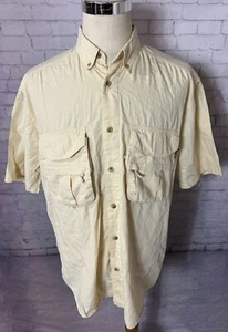 Woolrich Short Sleeve Yellow Vented Button Down Shirt Men’s Size Large - Picture 1 of 8