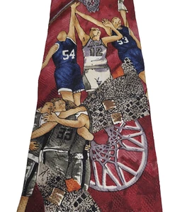 BASKETBALL Theme Pattern Coach Player All Business SILK Necktie Samuel & Sons - Picture 1 of 9