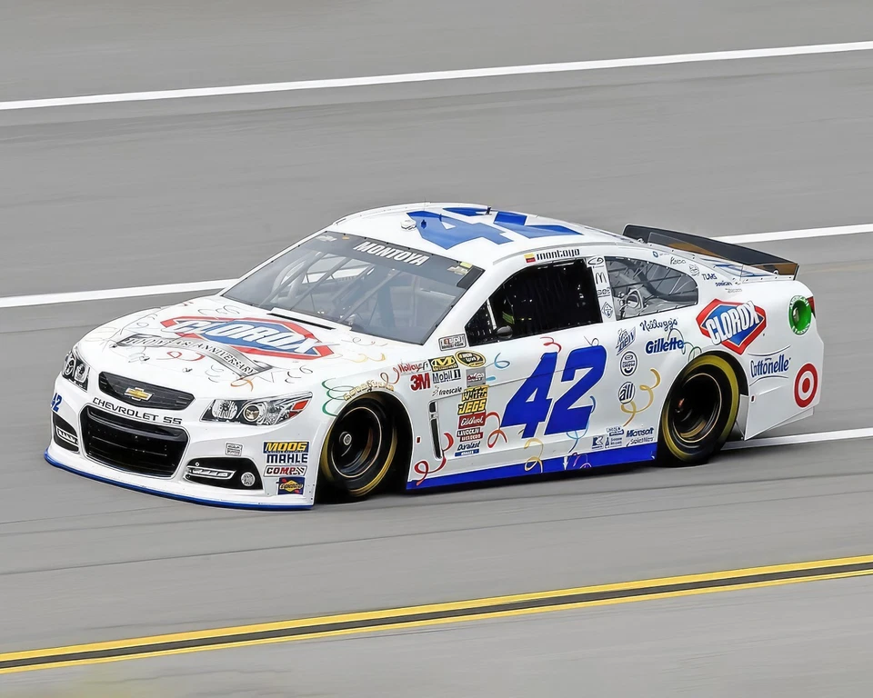 Impresión fotográfica brillante Juan Pablo Montoya #42 aniversario Clorox NASCAR 8"X10" Foto 1 de 1