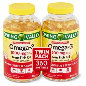 Spring Valley Omega-3 From Fish Oil Natural Lemon Flavor Twin Pack, 1000 mg - Picture 1 of 9