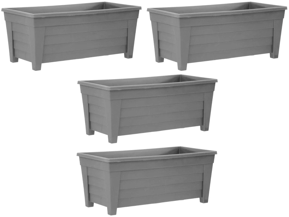 4 x 55cm Trough Plant Pot Long Plastic Planter Outdoor Garden Herb Flower Box - Image 1 of 3