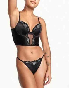 Victorias Secret Designer Bombe Strass Glanz V-Saiten-Tanga-Höschen Neu mit Etikett L - Bild 1 von 13
