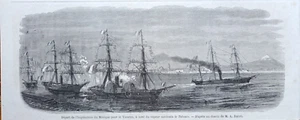 Nave Tabasco Imperatrice Messico Carlotta Asburgo stampa antica 1866 - Picture 1 of 1