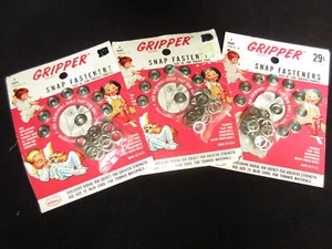 VINTAGE 50s-60s LOT OF 3 SCOVILL GRIPPER SNAP FASTENERS SIZE 16 NOS - Picture 1 of 1