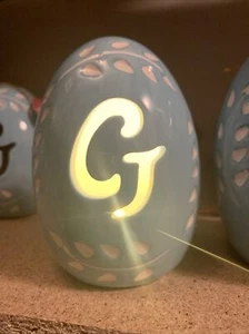 Easter Light Up Monogram Egg Letter "G” Blue Decorative Easter Egg 2.5”x3”x4” - Picture 1 of 7