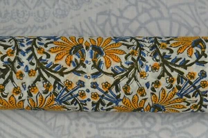 New Handmade Block 5 Yard 100%Cotton Fabric Craft Floral Hand-Block Print_813 - Picture 1 of 9