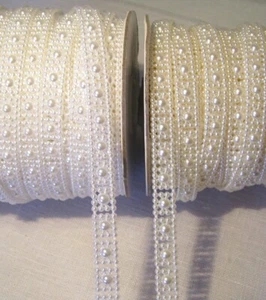 GALON RUBAN IMITATION DOUBLE PERLE * 1 cm * x 50 cm - DÉCORATION MARIAGE - N°1 - Picture 1 of 6
