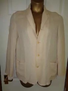 RALPH LAUREN DEEP CREAM UNLINED LINEN JACKET 2 POCKET 12 GOOD MISSING TOP BUTTON - Picture 1 of 14
