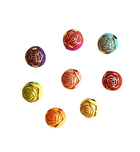 300 Assorted Color 8mm Round Flower Rosebud Rosary Resin Jewelry Craft Art Beads - Picture 1 of 2