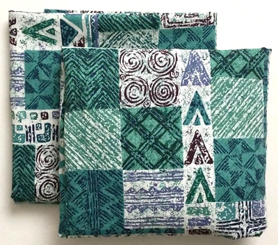 (2) Sábanas de Colección Doble Ajustable y Sábanas Planas Patchwork Abstracto Azul ¡En muy buena condición! Foto 1 de 4