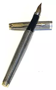 Vintage PARKER 75 Cisele Sterling Silber Gold Flat Tops Füllfederhalter 14K Feder - Bild 1 von 13