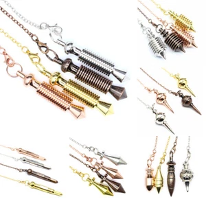Metal Pendulum Pendant For Necklace Dowsing Cone Pyramid Pendule Amulet Reiki - Picture 1 of 78