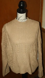 Time And Tru Patchwork Mock Neck Tan Sweater Sz XL 16/18 NWT - Picture 1 of 7